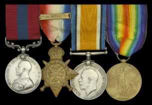 A Great War 'Western Front' sniper's D.C.M. group of four awarded to Corporal W. Budworth, 2...