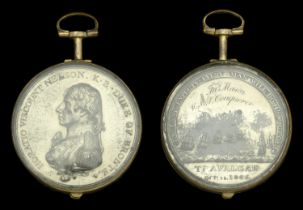 Matthew Boulton's Medal for Trafalgar 1805, white metal, the reverse field contemporarily en...