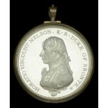 Matthew Boulton's Medal for Trafalgar 1805, white metal, unnamed, contained in a hinged and...