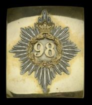 98th (North Staffordshire) Regiment of Foot Officer's Shoulder Belt Plate c.1830-55. A fine...