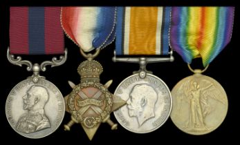 A Great War 'Western Front' D.C.M. group of four awarded to Rifleman B. Croft, 1st Battalion...