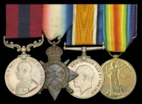 A Great War 'Western Front' D.C.M. group of four awarded to Private C. J. Parker, 7th Battal...