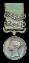 Crimea 1854-56, 2 clasps, Inkermann, Sebastopol (R. Downes. Driver. Rl. Horse Arty.) officia...