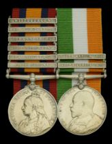 Pair: Driver E. F. J. Bew, Royal Field Artillery Queen's South Africa 1899-1902, 6 clasps...