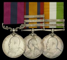 A Boer War D.C.M. group of three awarded to Sergeant, later Lieutenant, P. C. Jonas, 43rd (S...