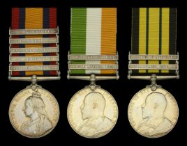 Three: Private A. Andrews, Essex Regiment Queen's South Africa 1899-1902, 5 clasps, Relie...