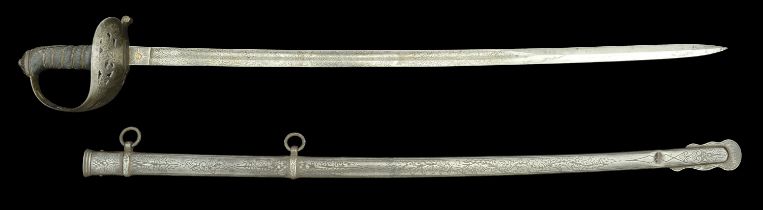 A Rifle Volunteers Presentation Sword by Robert Mole, Birmingham. The 83cm blade with ornat...