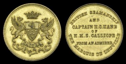 H.M.S. Calliope at Samoa 1889, The Marquis de Leuville's Presentation Medal, 30mm., bronze-g...