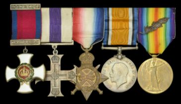 A Great War 'Western Front' D.S.O., M.C. group of five awarded to Captain G. la C. Baudains,...