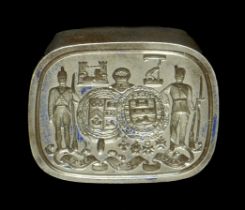 A Military Desk Seal. A desk seal of military interest, the intaglio steel matrix with pers...