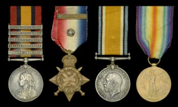 Four: Private T. Reid, Royal Lancaster Regiment Queen's South Africa 1899-1902, 5 clasps,...