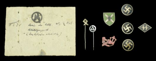 Belgian Fascist Lapel Pins. 9 Lapel Pins, comprising lozenge shaped sponsoring members of t...