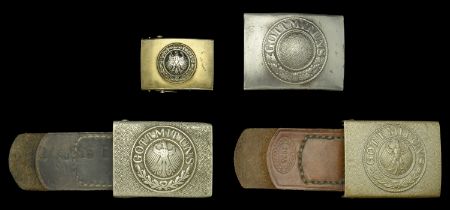 Weimar Period Buckles. Two-piece stamped nickel with 'Gott Mit Uns' logo and Weimar eagle t...