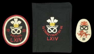 North Staffordshire Regiment Cloth Insignia c.1930. Three cloth badges, including 1936 Cros...