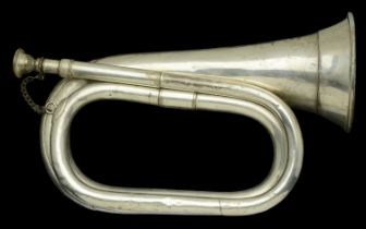 A Middlesex Volunteers Bugle. A silver plated bugle, with engraved inscription '1st Battali...