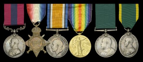 A Great War 'Western Front' D.C.M. group of six awarded to Colour-Sergeant T. F. Wilkinson,...