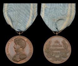 Germany, Brunswick, Medal of Military Merit 1815, Carl, bronze specimen by Leveque, unnamed,...