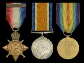 Three: Private J. E. S. Peck, Royal Fusiliers 1914 Star, with clasp (SR-1342 Pte. J. E. P...