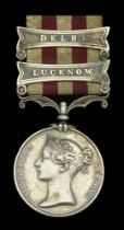 Indian Mutiny 1857-59, 2 clasps, Delhi, Lucknow (Gunner Geo. Dickenson, 1st. Bde. Bengal H....