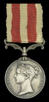The Indian Mutiny Medal awarded to Private G. White, 32nd Regiment of Foot, who was killed i...