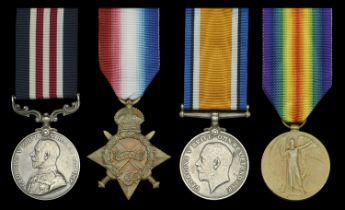 A Great War 'Western Front' M.M. group of four awarded to Corporal W. Sim, 2nd Battalion, Se...