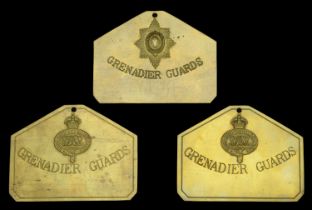Three Grenadier Guards Bed Plates. Three unnamed examples, all in die-stamped brass, two fe...