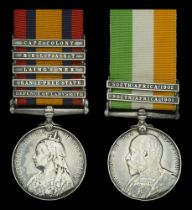 Pair: Private W. G. Harman, 19th Hussars Queen's South Africa 1899-1902, 5 clasps, Defenc...