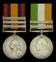 Pair: Private A. Isaac, 5th Dragoon Guards Queen's South Africa 1899-1902, 3 clasps, Cape...