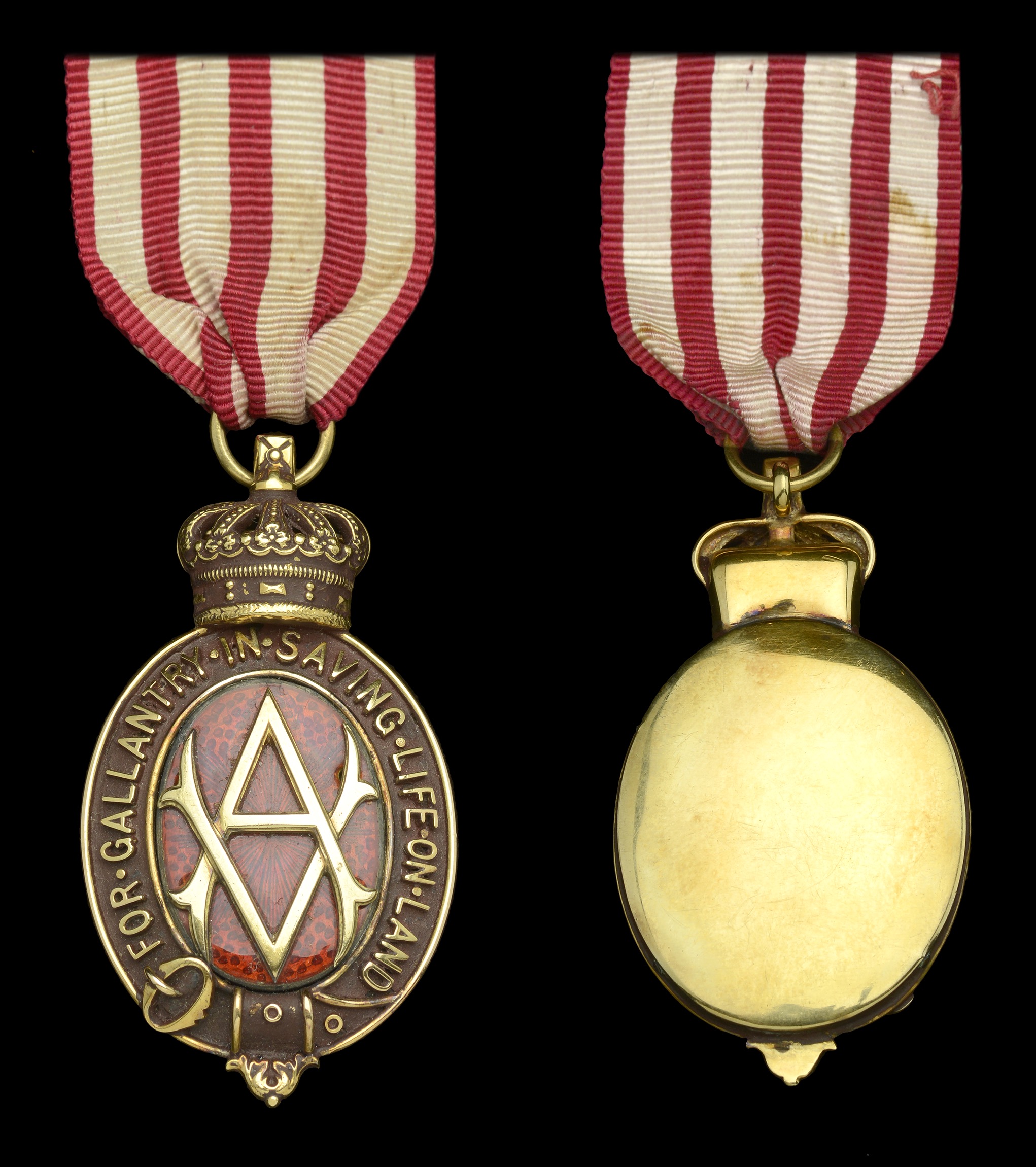 Specimen Medal: Albert Medal, 1st Class, for Gallantry in Saving Life on Land, gold and enam...