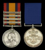 Pair: Trooper J. W. Nicholson, Imperial Yeomanry Queen's South Africa 1899-1902, 4 clasps...