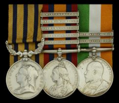 A fine 'Second Matabele War' group of three to Private W. Atkinson, West Riding Regiment, wh...