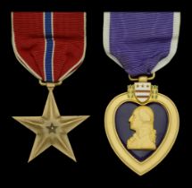 A United States of America 'Korean War' Bronze Star and Purple Heart Pair awarded to Private...