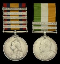 Pair: Private T. Williams, Dorsetshire Regiment Queen's South Africa 1899-1902, 5 clasps,...