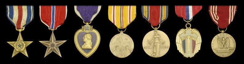 A United States of America Second War Silver Star, Bronze Star, and Purple Heart group of se...