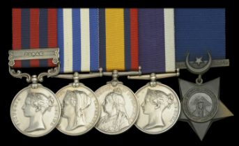 Five: Chief Boatswain W. Jones, Royal Navy India General Service 1854-95, 1 clasp, Perak...