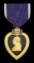 United States of America, Purple Heart (Robert L. Fox) with riband bar and lapel device, in...