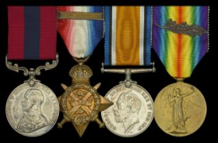 A Great War 1915 'Battle of Neuve Chapelle' D.C.M. group of four awarded to Private S. C. Cl...