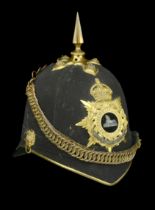 The Lincolnshire Regiment Officer's Blue Cloth Helmet 1902-14.â€¨The scull complete with gilt...