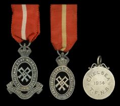 Territorial Force Nursing Service miniature cape badge (2), 1st (1908) issue, silver; 2nd (1...