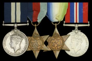 A fine Second War 'U-Boat Attack' D.S.M. group of four awarded to Leading Seaman L. E. F. Pe...