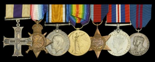 A Great War 'trench raid' M.C. group of seven awarded to Captain A. B. H. Roberts, Yorkshire...