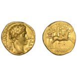 Roman Imperial Coinage, Augustus, Aureus, Lugdunum, 8 BC, avgvstvs divi f, laureate bust rig...
