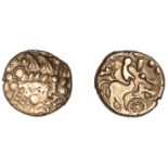 BELGAE, Early Uninscribed series, Stater, Cheriton Wheel type, wreath decorated with various...