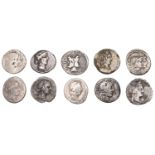 Roman Republican Coinage, M. Furius L.f. Philus, Denarius, c. 119, laureate bearded head of...