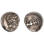 Roman Republican Coinage, Gargilius, Ogulnius and Vergilius, Denarius, c. 86, head of young...
