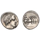Roman Republican Coinage, Anonymous, Denarius, c. 86, laureate head of Apollo right, rev. Ju...