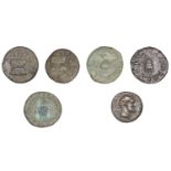 Roman Imperial Coinage, Augustus, Quadrans, 5 BC, moneyer series, cornucopia dividing large...