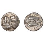 Greek Coinages, MOESIA, Istros, Drachm, c. 300 BC, two male heads facing, the left inverted,...
