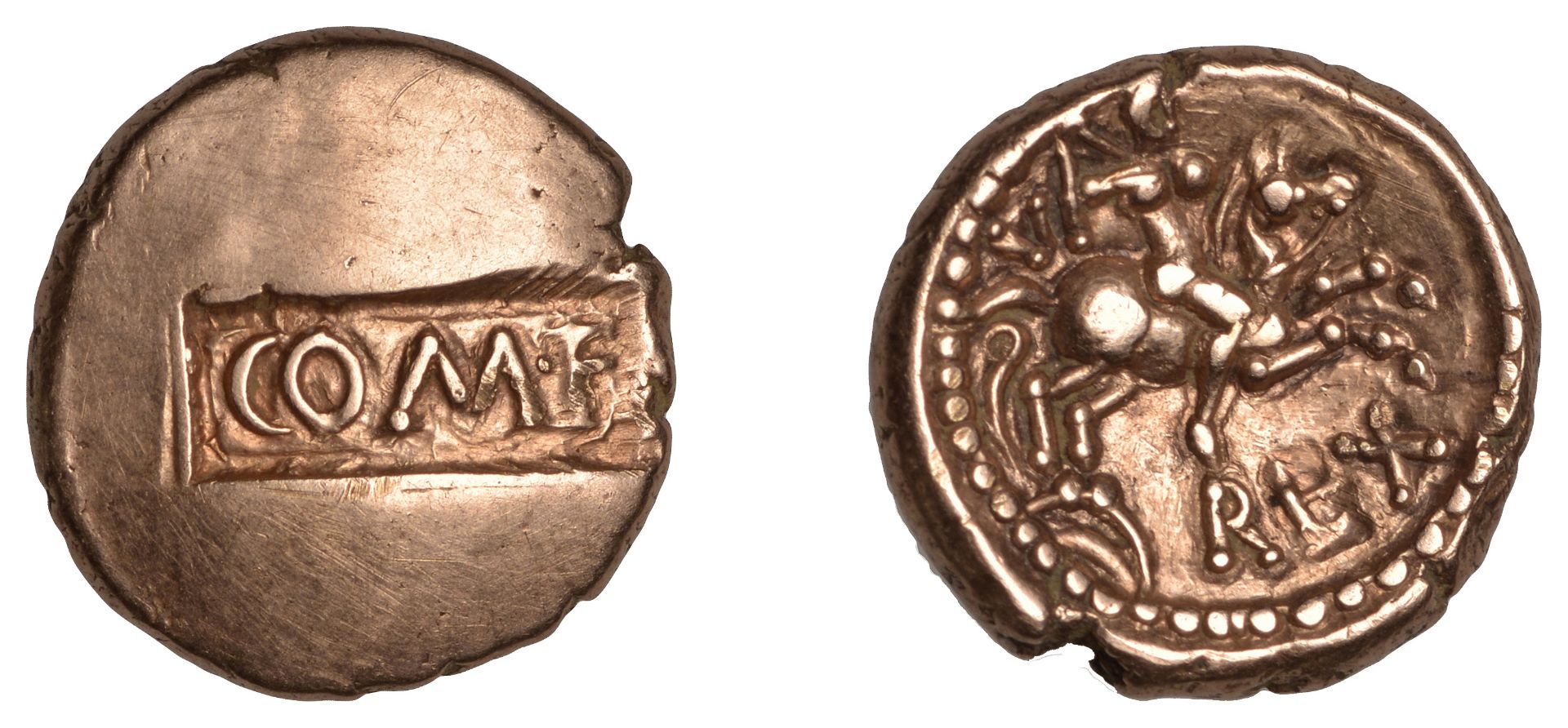 Atrebates and Regni, Verica (10-40 AD), Stater, class 4 [Warrior Rex type], com.f on tablet,...