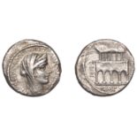 Roman Republican Coinage, P. Fonteius Capito, Denarius, c. 55, diademed and veiled head of C...
